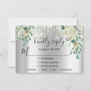 RSVP Casamento Prata Brilho Noiva Hortelã Verde Go