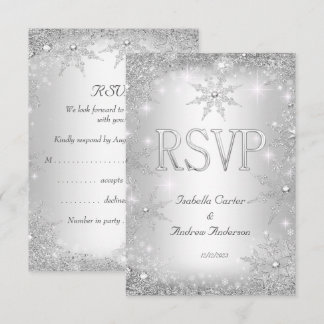 RSVP Casamento Prata Paisagem de Inverno Flocos de