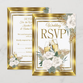 RSVP Casamento Rosa Branca Dourada Champanhe Doura