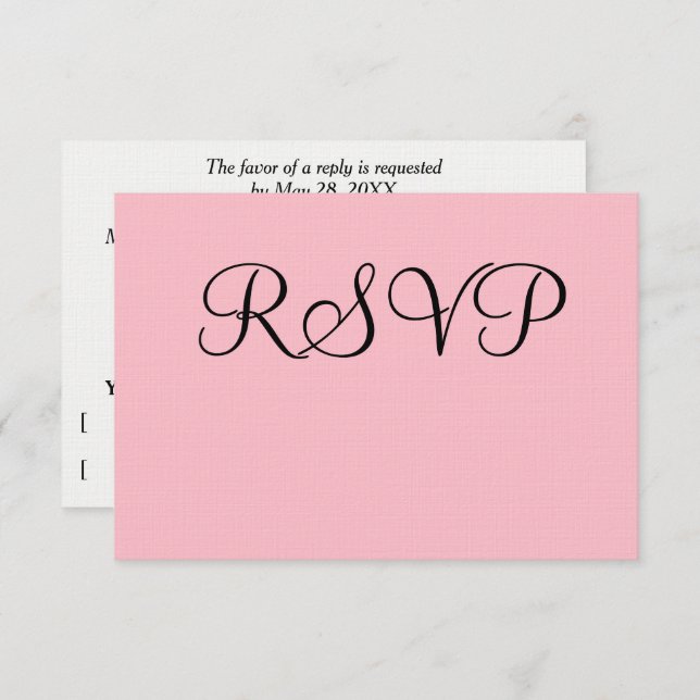 RSVP Casamento Rosa Rosa Buquê Prata (Frente/Verso)