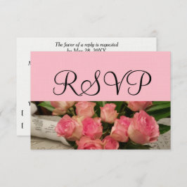 RSVP Casamento Rosa Rosa Buquê Prata