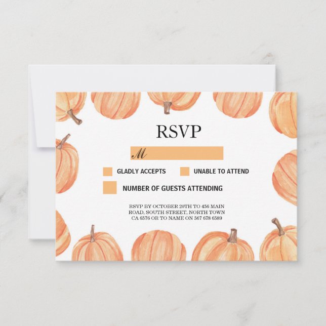 RSVP Casamento Russo Pumpkin Pumpkins Placas Respo (Frente)