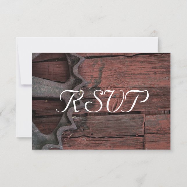 RSVP - Casamento Rústico de Rodas de Madeira Verme (Frente)