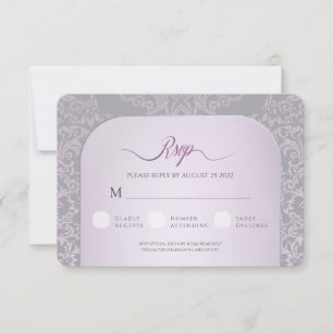 RSVP Casamento tema damasco Rosa Obrigado Cartão com fo