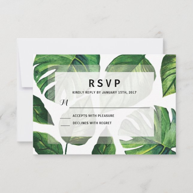 RSVP Casamento Tropical RSvp, Cartão de Casamento de Pr (Frente)