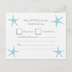 RSVP Casamento Turquoise Aqua Starfish Beach