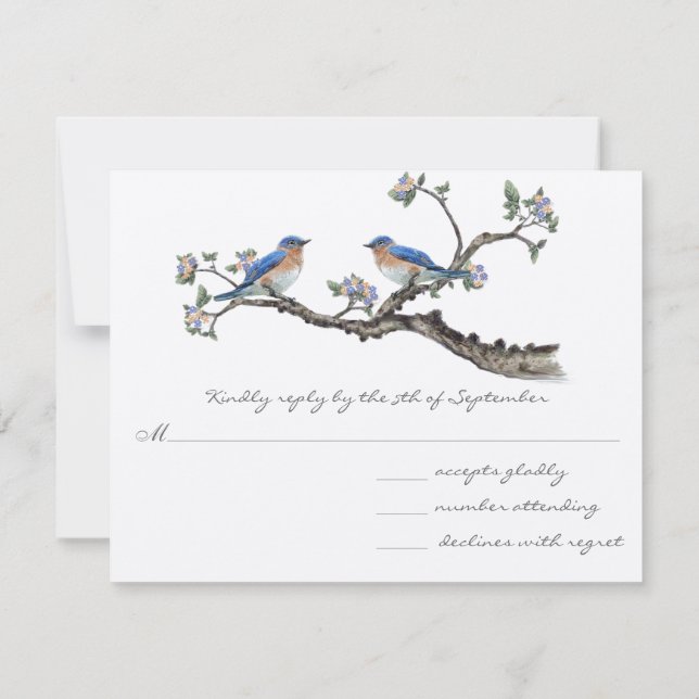 RSVP Casamento Vintage Bluebirds (Verso)