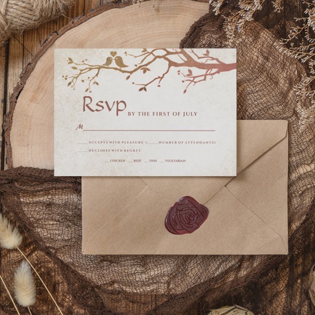 RSVP Casamento vintage RSVP de Pássaros de Árvore  (Criador carregado)