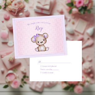 RSVP Chá de fraldas Cute Girl Purple Bear