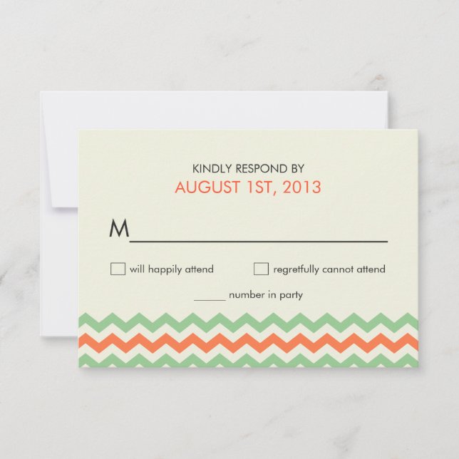 RSVP Chevron Wedding Coral Mint Green (Frente)