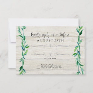 RSVP Cinza Madeira Laurel Leaf Modern Typografia