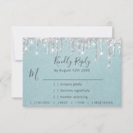 RSVP Cinza Prata Gotas Casamento Evento Azul Água