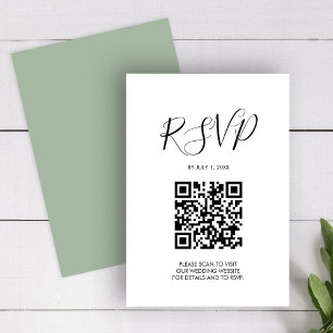 RSVP Código QR Cartão de gabinete verde de mensagem RSV