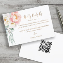 RSVP (Código QR) de Casamento Eucalyptus Peonies E