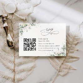 RSVP Código QR do Site de Casamento Eucalyptus Cartão d