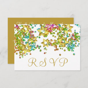 RSVP Colorida Confetti Glittery Dourada Star