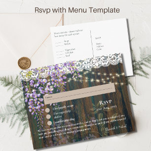 RSVP com Lace de Wisteria Rustic Modelo de Menu