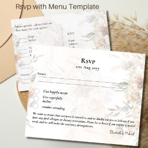 RSVP com Modelo de Menu Boho Pampas Grass