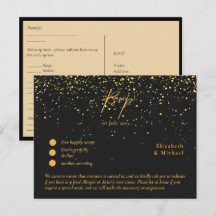 RSVP com Modelo de menu | Dourado negro