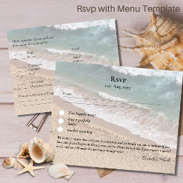RSVP com Modelo de Menu Praia Destino Costeira