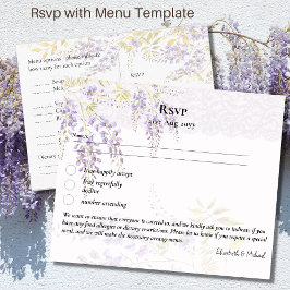 RSVP com Modelo de menu Purple Wisteria Floral