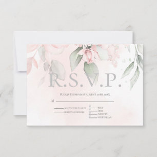 RSVP com Rosas de Algodão Cor-de-Rosa-Esbranquiçad