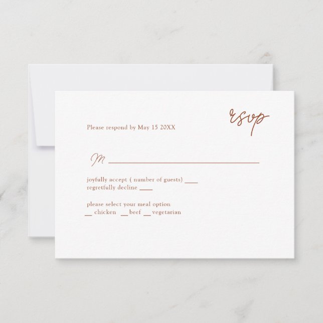 RSVP com script MInimally terracotta (Frente)