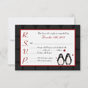 RSVP companheiro do casal do amor do pinguim do cartão