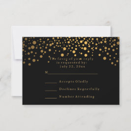 RSVP Confetes Elegantes Dourados com Pontos Casame