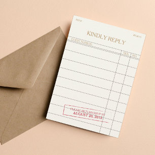 RSVP Confirmação de Presença Cartão de Biblioteca Vinta