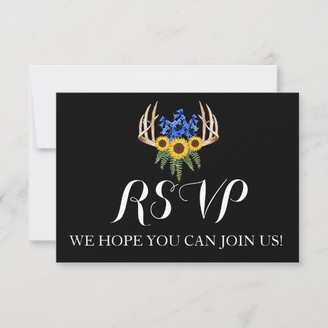 RSVP Convite de Casamento Chifres Floral Rústico (Frente)