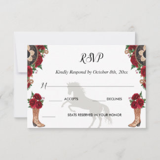 RSVP — Convites Charra, Rosa vermelha charra