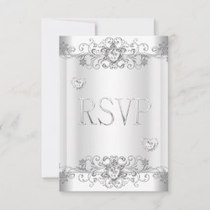 RSVP Corações de Diamante Branco Prata