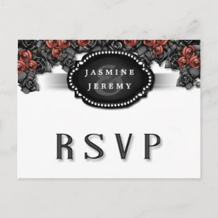 RSVP Correspondente do MENU Rosa vermelha Preta do