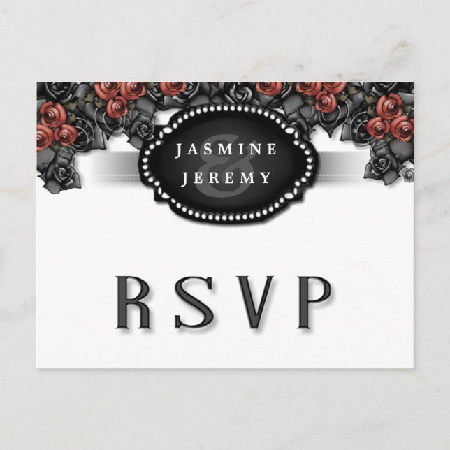 RSVP Correspondente do MENU Rosa vermelha Preta do (Frente)