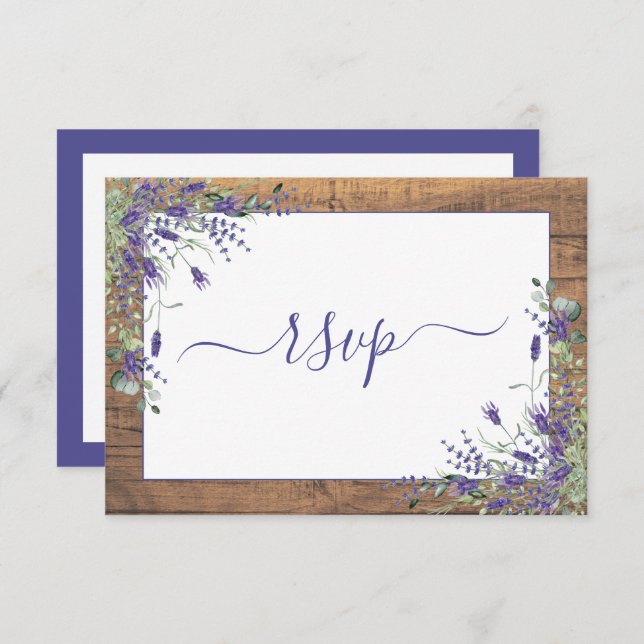 RSVP da Madeira de Script Eucalyptus da Lavanda ru (Frente/Verso)