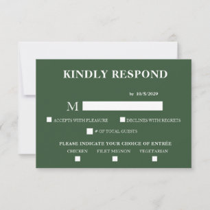 RSVP da placa de resposta verde escura