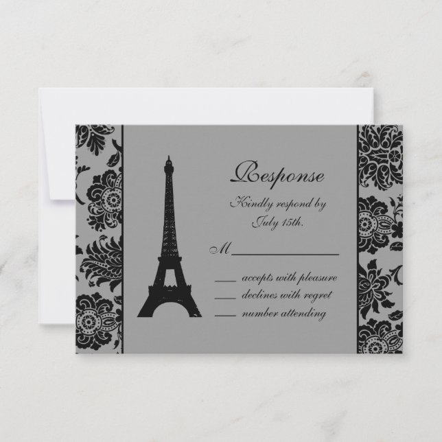 RSVP da Torre Eiffel Damask (Frente)