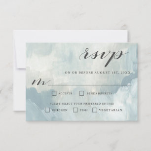 RSVP de Abstrato Moderno Dusty Blue com árvores
