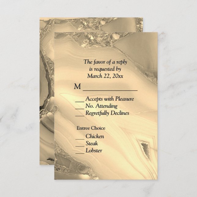 RSVP de Agatos de Marble Elegante Dourado com Opçõ (Frente/Verso)
