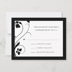 RSVP de Alto Nível Floral 311   Preto & Branco
