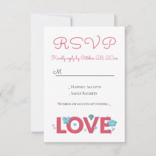 RSVP de Amor Cor-de-Rosa Festa de Casamento Coraçã