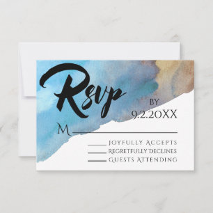 RSVP de Aquarela de Abstrato de Areia e Azul