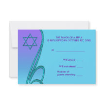 RSVP de Bat Mitzvah Azul Roxo e Teal