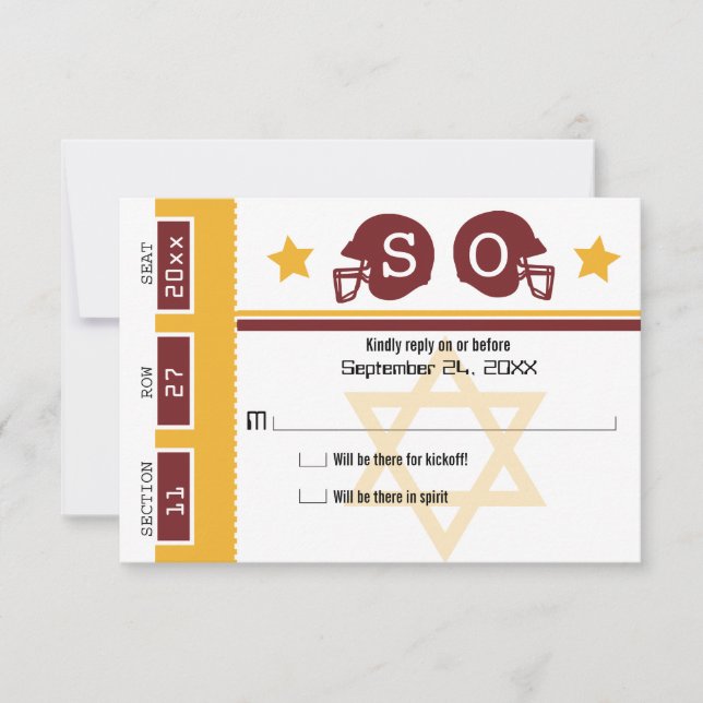 RSVP de Bilhetes de Futebol do bar Mitzvah (Frente)