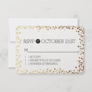 RSVP de Bokeh do Glitter Glitter Dourado Preto