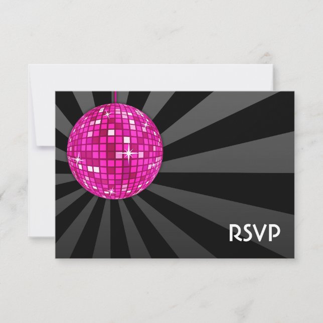RSVP de Bola de Disco Rosa (Frente)