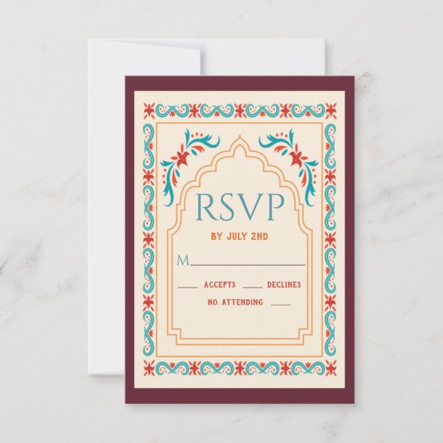RSVP de Bridal do Casamento Indiano (Frente)