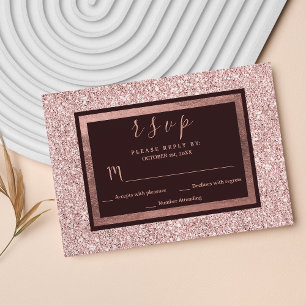 RSVP de brilho de burgundy rosa dourado