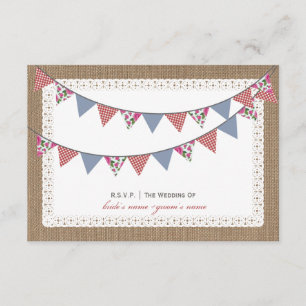 RSVP de Bunting Floral & Gingham Inspirado em Burl